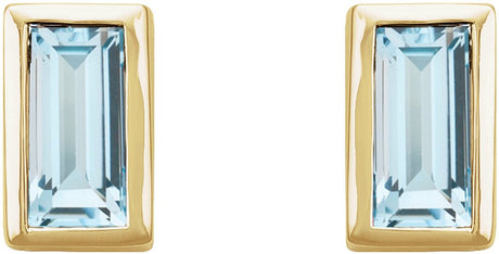 14K Yellow Gold Natural Sky Blue Topaz Bezel-Set Earrings