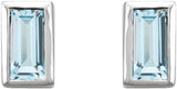 14K White Gold Natural Sky Blue Topaz Bezel-Set Earrings