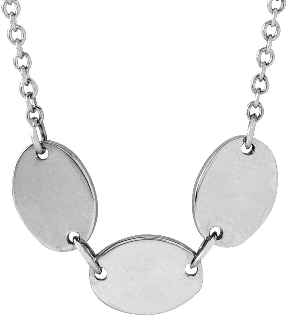 14K White 3-Disc Engravable Family Disc 18" Necklace