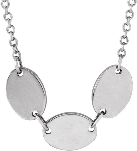 14K White Gold 3-Disc Engravable Family Disc 18" Necklace