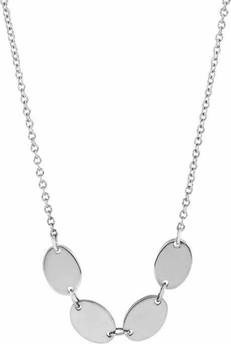 14K White 4-Disc Engravable Family Disc 18" Necklace