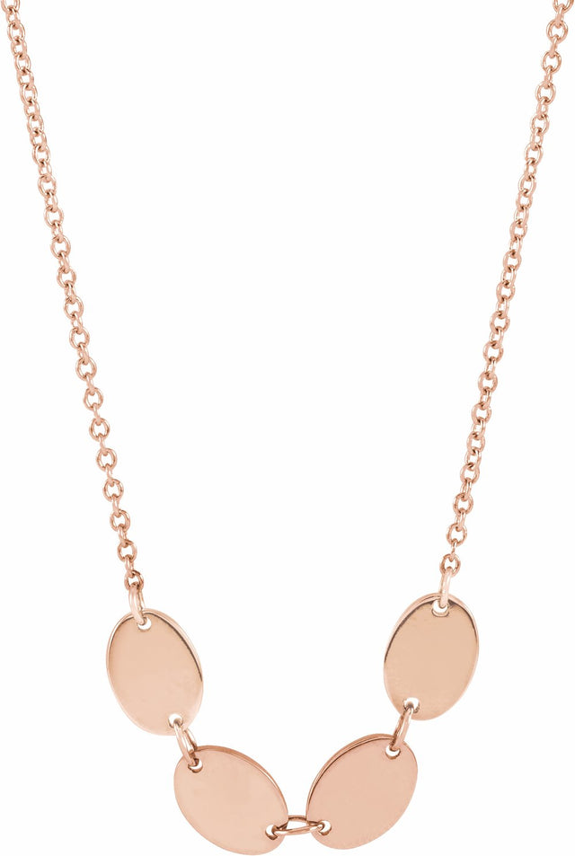 14K Rose 4-Disc Engravable Family Disc 18" Necklace