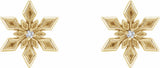 14K Yellow Gold .0075 CTW Natural Diamond Snowflake Earrings