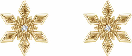 14K Yellow Gold .0075 CTW Natural Diamond Snowflake Earrings