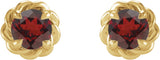 14K Yellow 4 mm Natural Mozambique Garnet Claw-Prong Rope Earrings