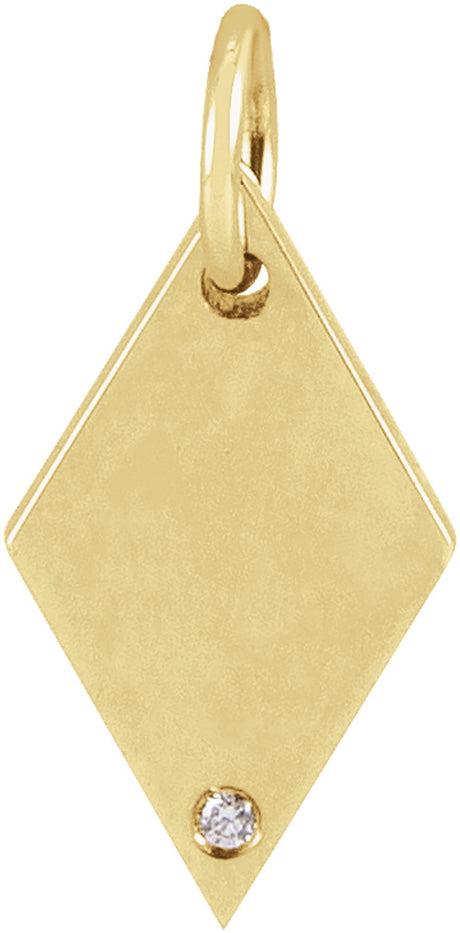 14K Yellow Gold .005 CT Natural Diamond Rhombus Pendant