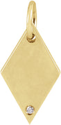 14K Yellow Gold .005 CT Natural Diamond Rhombus Pendant