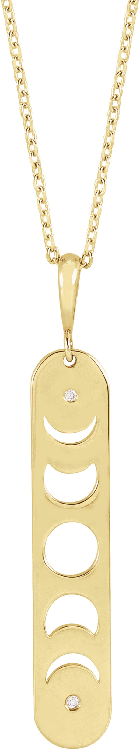 14K Yellow Gold .01 CTW Natural Diamond Moon Phase Bar 16-18" Necklace