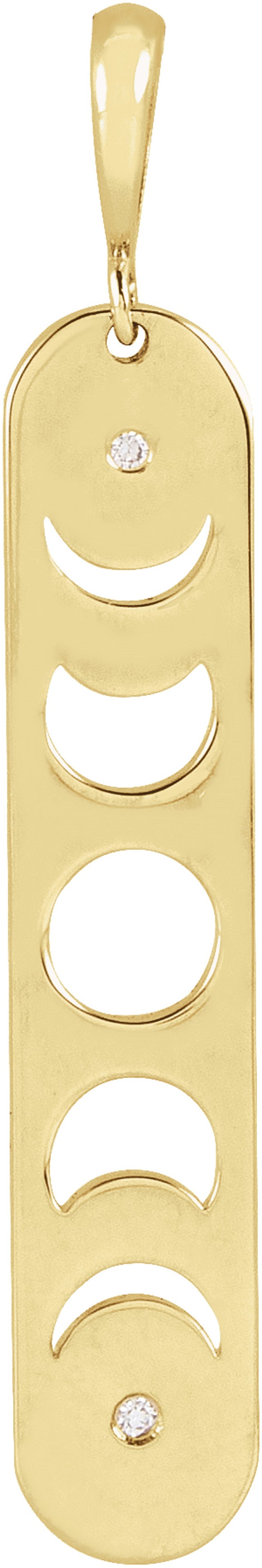 14K Yellow Gold .01 CTW Natural Diamond Moon Phase Bar Pendant
