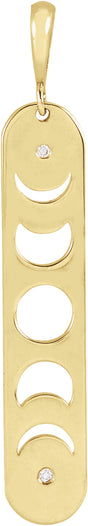 14K Yellow Gold .01 CTW Natural Diamond Moon Phase Bar Pendant