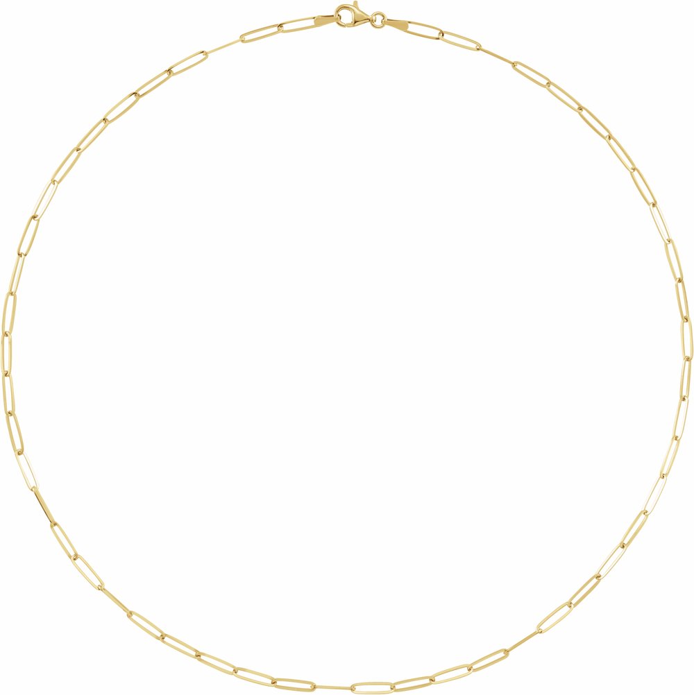 14K Yellow Gold 2.6 mm Paperclip-Style 18" Chain