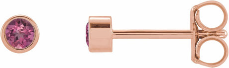14K Rose Gold Natural Pink Tourmaline Micro Bezel-Set Earrings