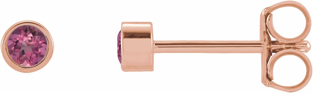 14K Rose Gold Natural Pink Tourmaline Micro Bezel-Set Earrings