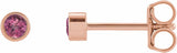 14K Rose Gold Natural Pink Tourmaline Micro Bezel-Set Earrings