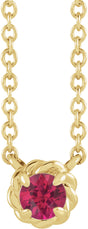 14K Yellow Gold 3 mm Natural Ruby Claw-Prong Rope 18" Necklace