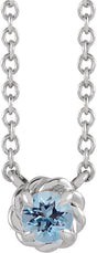 Sterling Silver 4 mm Natural Aquamarine Claw-Prong Rope 18" Necklace
