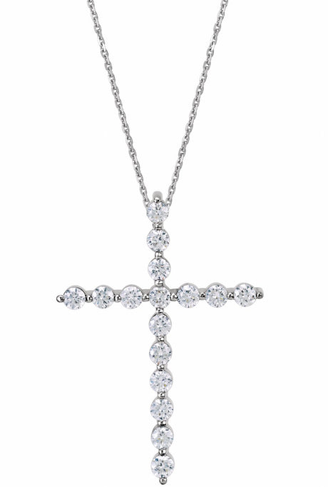 14K White 1 1/4 CTW Natural Diamond Cross 18" Necklace