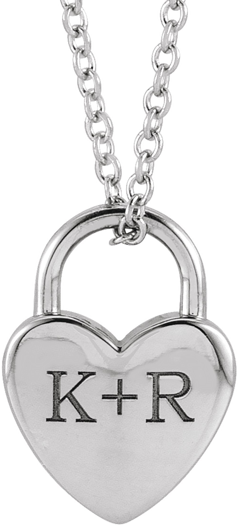 Sterling Silver Engravable Heart Lock 16-18" Necklace
