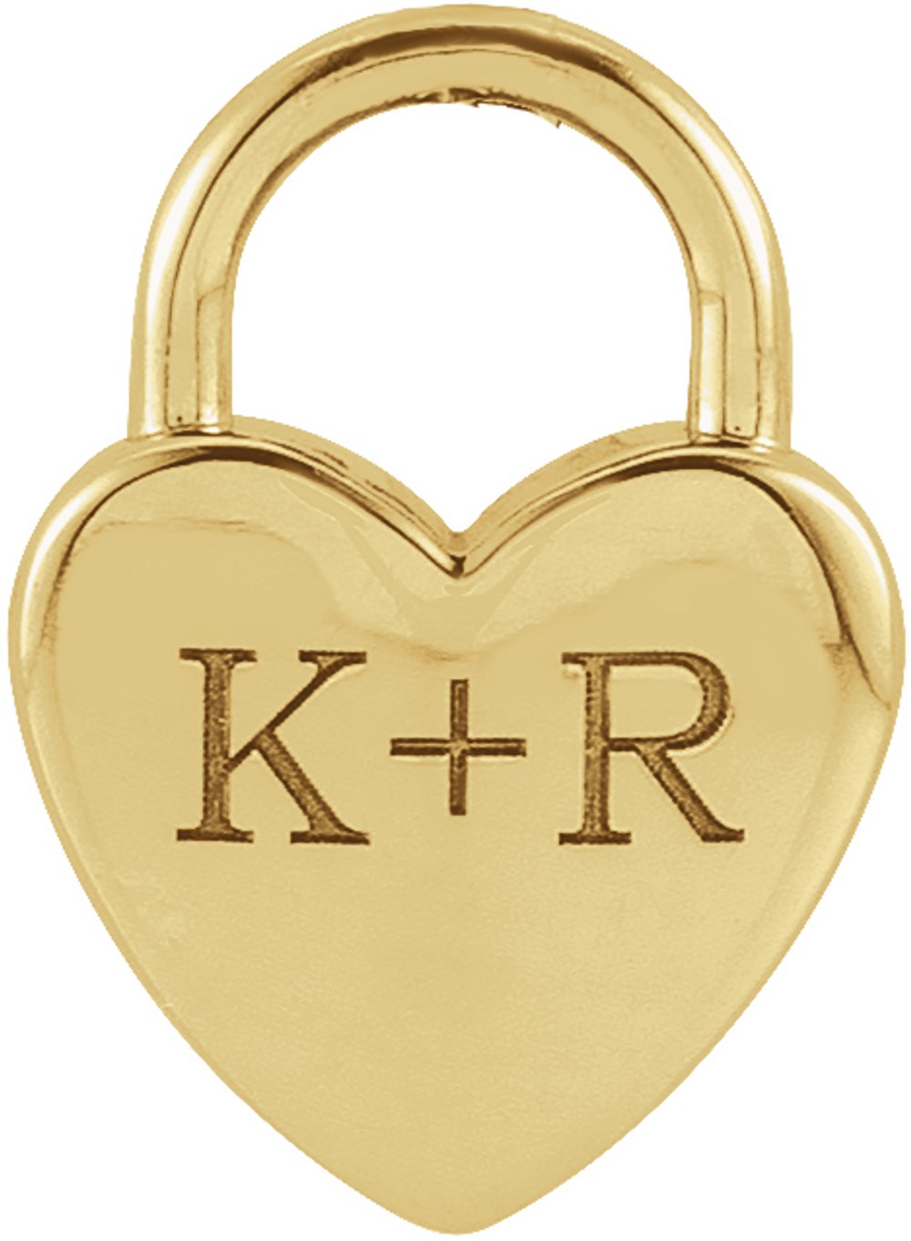 14K Yellow Gold Engravable Heart Lock Pendant