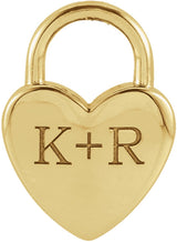14K Yellow Gold Engravable Heart Lock Pendant