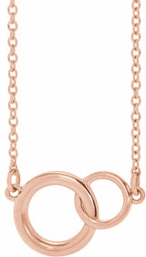 14K Rose Interlocking Circle 16-18" Necklace