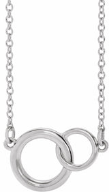 14K White Gold Interlocking Circle 16-18" Necklace