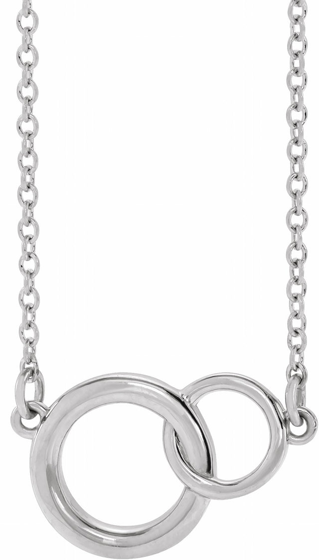 14K White Gold Interlocking Circle 16-18" Necklace