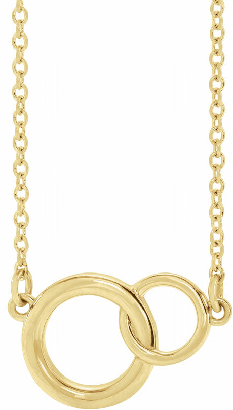 14K Yellow Interlocking Circle 16-18" Necklace