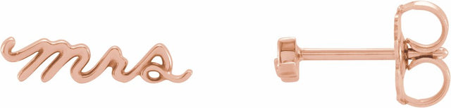 14K Rose Gold Mrs Earrings