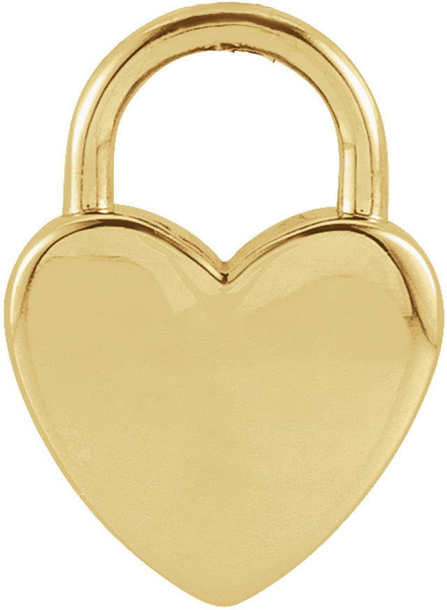 14K Yellow Gold Engravable Heart Lock Pendant
