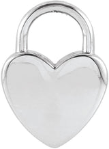 14K White Engravable Heart Lock Pendant