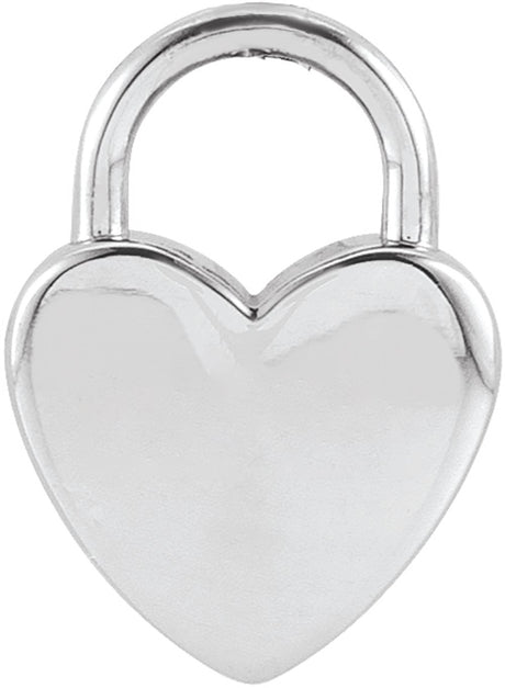 14K White Engravable Heart Lock Pendant