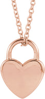 14K Rose Gold Engravable Heart Lock 16-18" Necklace
