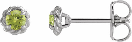 Sterling Silver 5 mm Natural Peridot Claw-Prong Rope Earrings