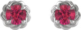 14K White 4.5 mm Lab-Grown Ruby Claw-Prong Rope Earrings