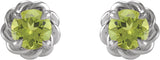 Sterling Silver 5 mm Natural Peridot Claw-Prong Rope Earrings