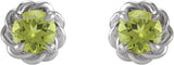 Sterling Silver 5 mm Natural Peridot Claw-Prong Rope Earrings