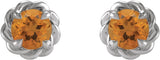 Sterling Silver 4.5 mm Natural Citrine Claw-Prong Rope Earrings