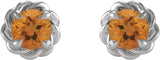 Sterling Silver 4.5 mm Natural Citrine Claw-Prong Rope Earrings