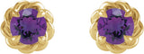 14K Yellow Gold 5 mm Natural Amethyst Claw-Prong Rope Earrings