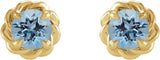 14K Yellow 3 mm Natural Aquamarine Claw-Prong Rope Earrings