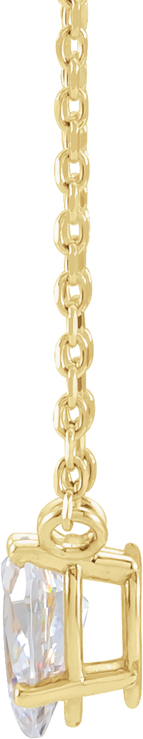 14K Yellow Gold 1/3 CT Natural Diamond Solitaire 16-18" Necklace