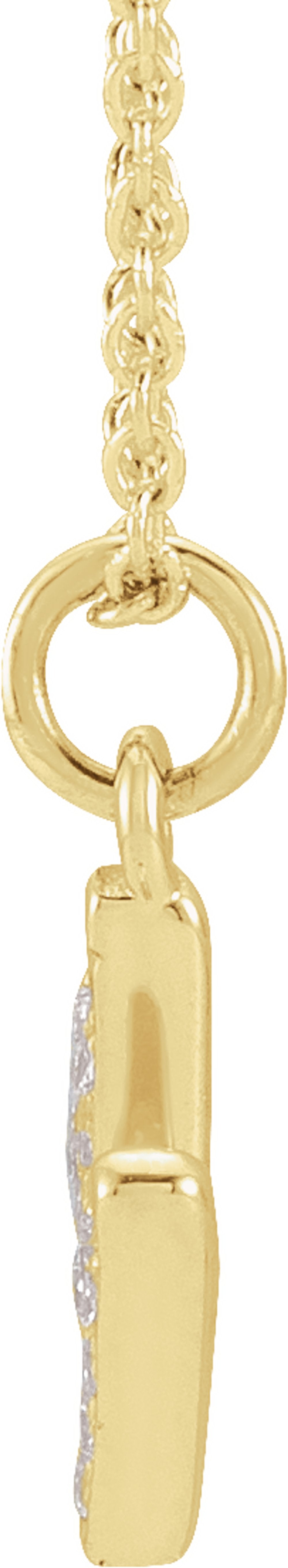 14K Yellow Gold .06 CTW Natural Diamond Petite Initial M 16-18" Necklace