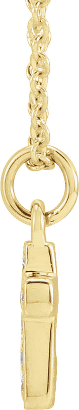 14K Yellow .04 CTW Natural Diamond Youth Cross 15" Necklace