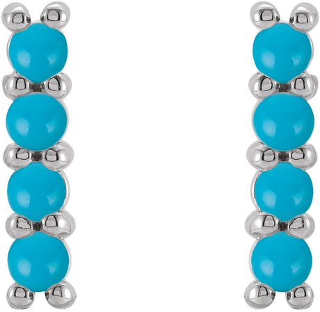 Sterling Silver Natural Turquoise Bar Earrings