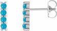 14K White Natural Turquoise Bar Earrings