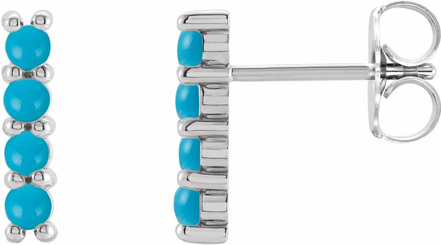 14K White Natural Turquoise Bar Earrings