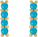 14K Yellow Natural Turquoise Bar Earrings