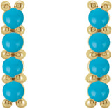 14K Yellow Gold Natural Turquoise Bar Earrings