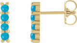 14K Yellow Natural Turquoise Bar Earrings